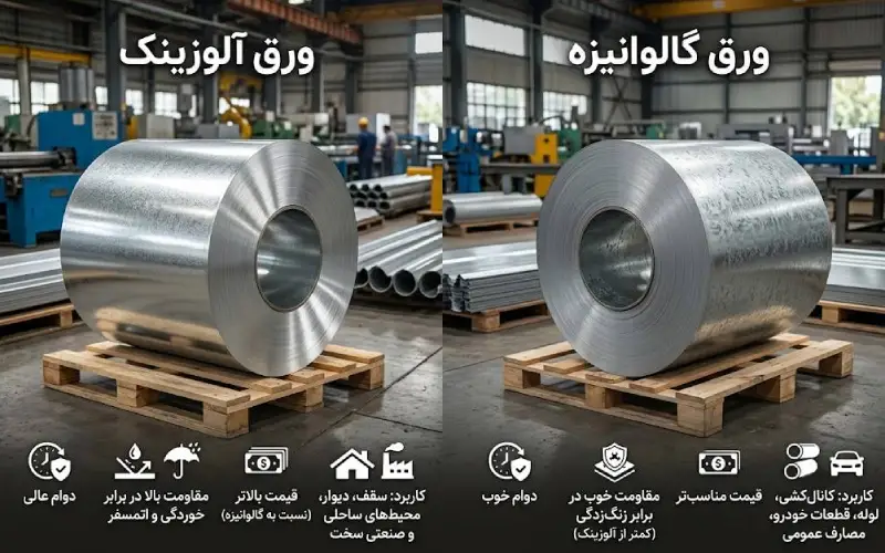 تفاوت ورق آلوزینک و ورق گالوانیزه