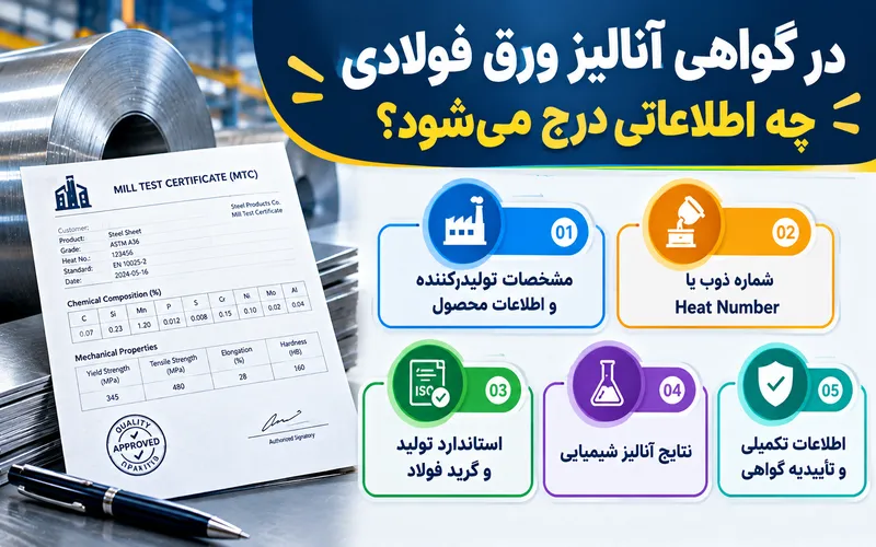 اطلاعات گواهی آنالیز ورق فولادی